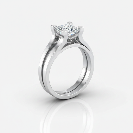 The Lorelei Matching Wedding Band, Princess in Platinum