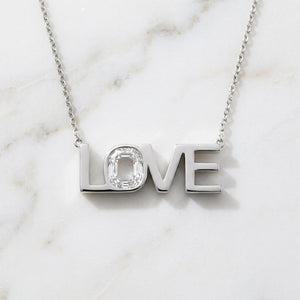 LOVE lab-grown diamond letter necklace in 14K White Gold