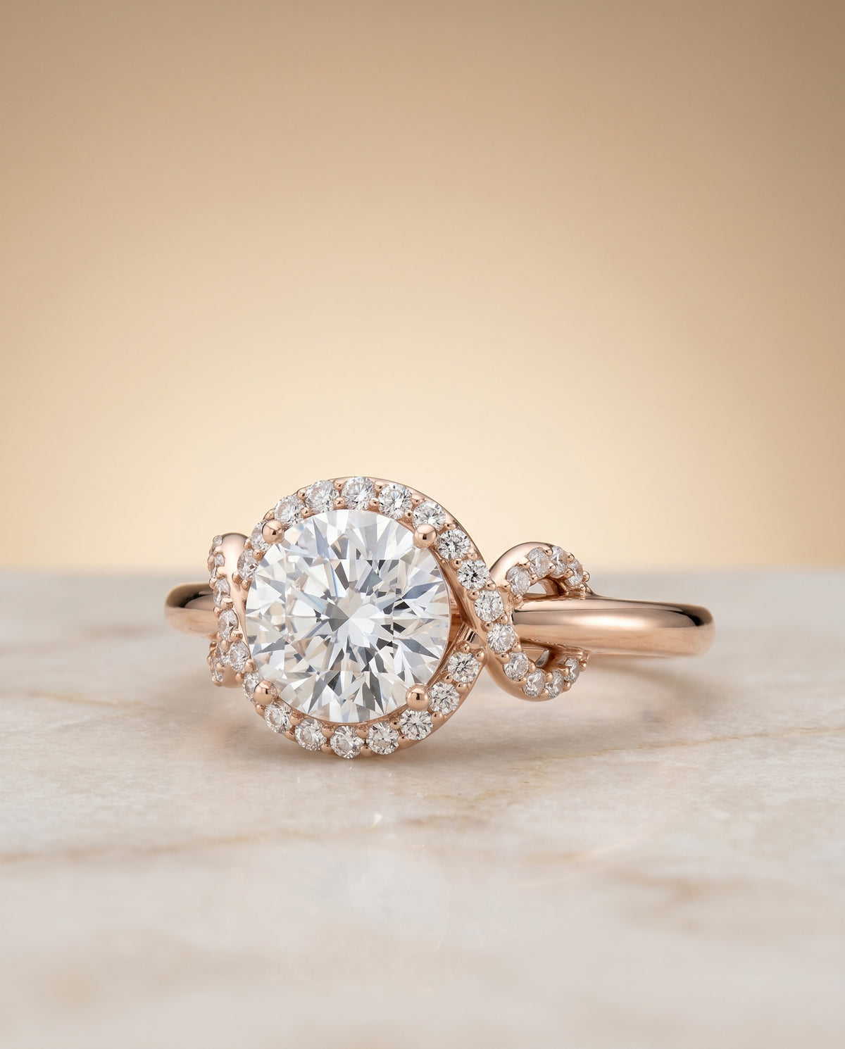 The Calista round engagement ring setting in 14K Rose Gold | RockHer