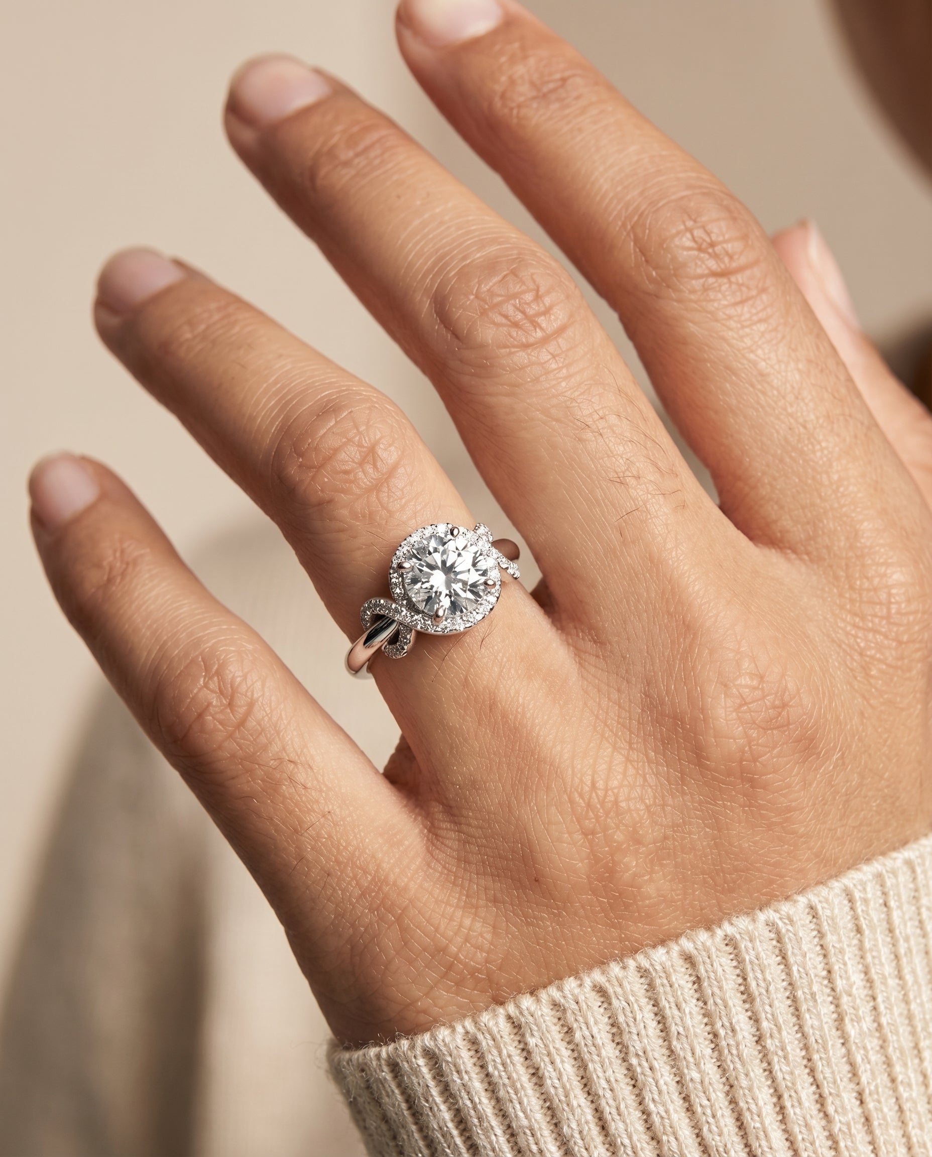 The Calista setting for round diamonds, made to order in Platinum | RockHer