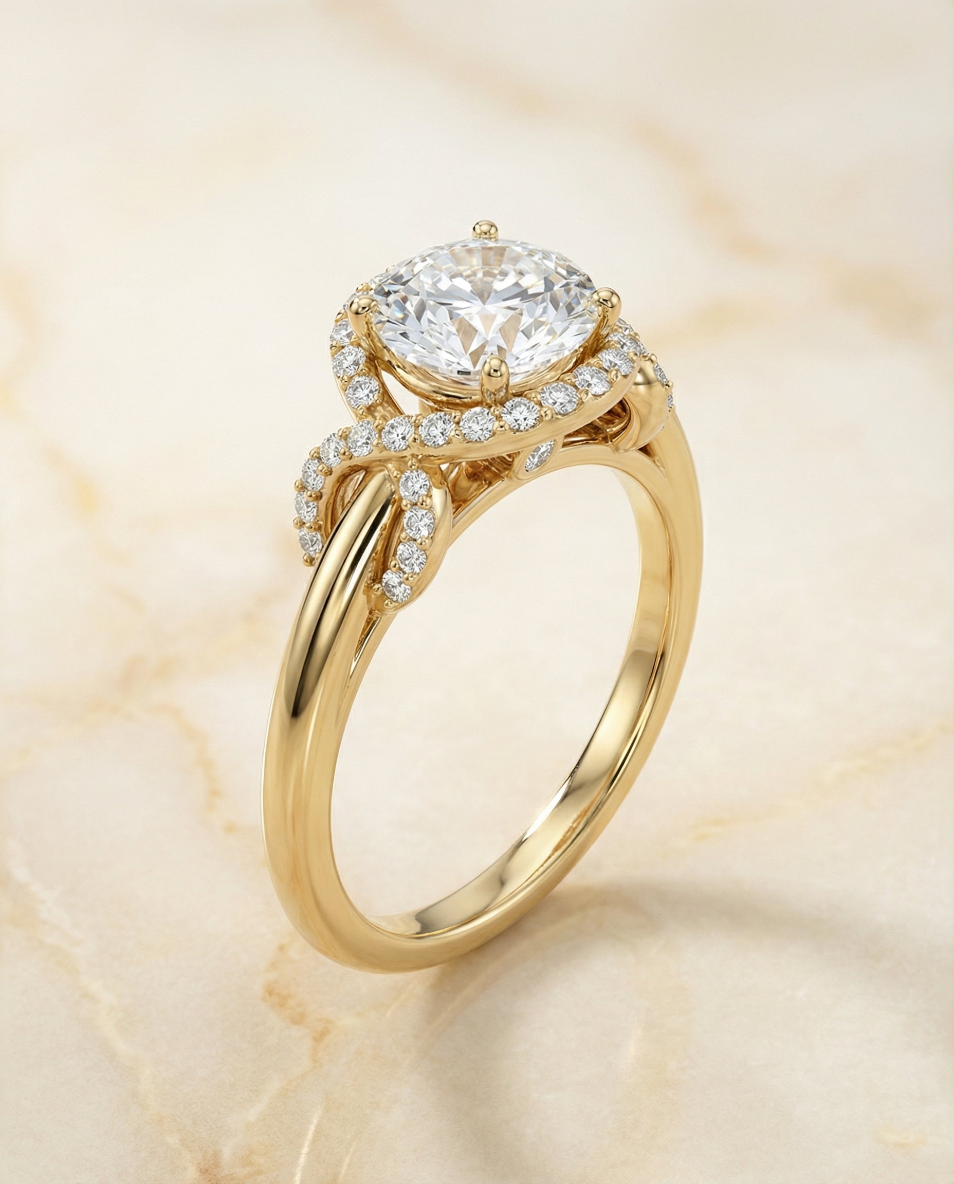 The Calista round engagement ring setting in 18K Yellow Gold | RockHer