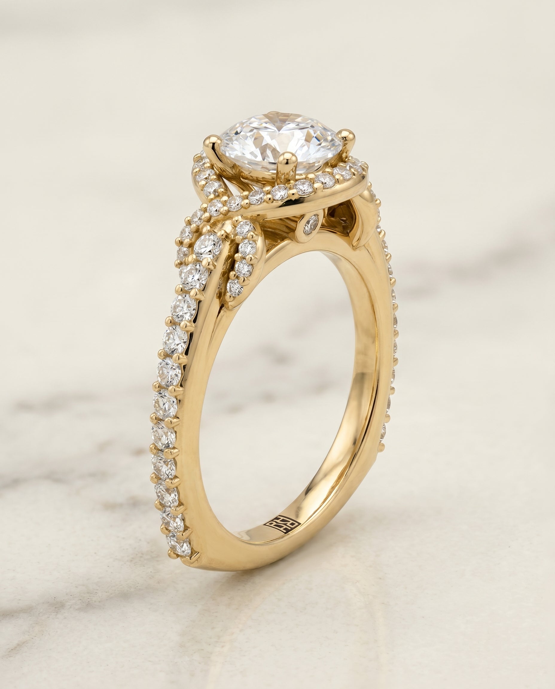 Love Knot Pavé Halo styling on The Bess round engagement ring setting | RockHer
