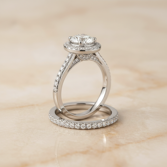 The Lucia Matching Wedding Band, Round in 18K White Gold
