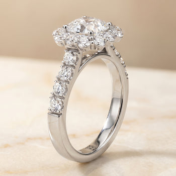 The Alannah Luxe French Pavé Halo Asscher Cut Engagement Ring Setting in 18K White Gold