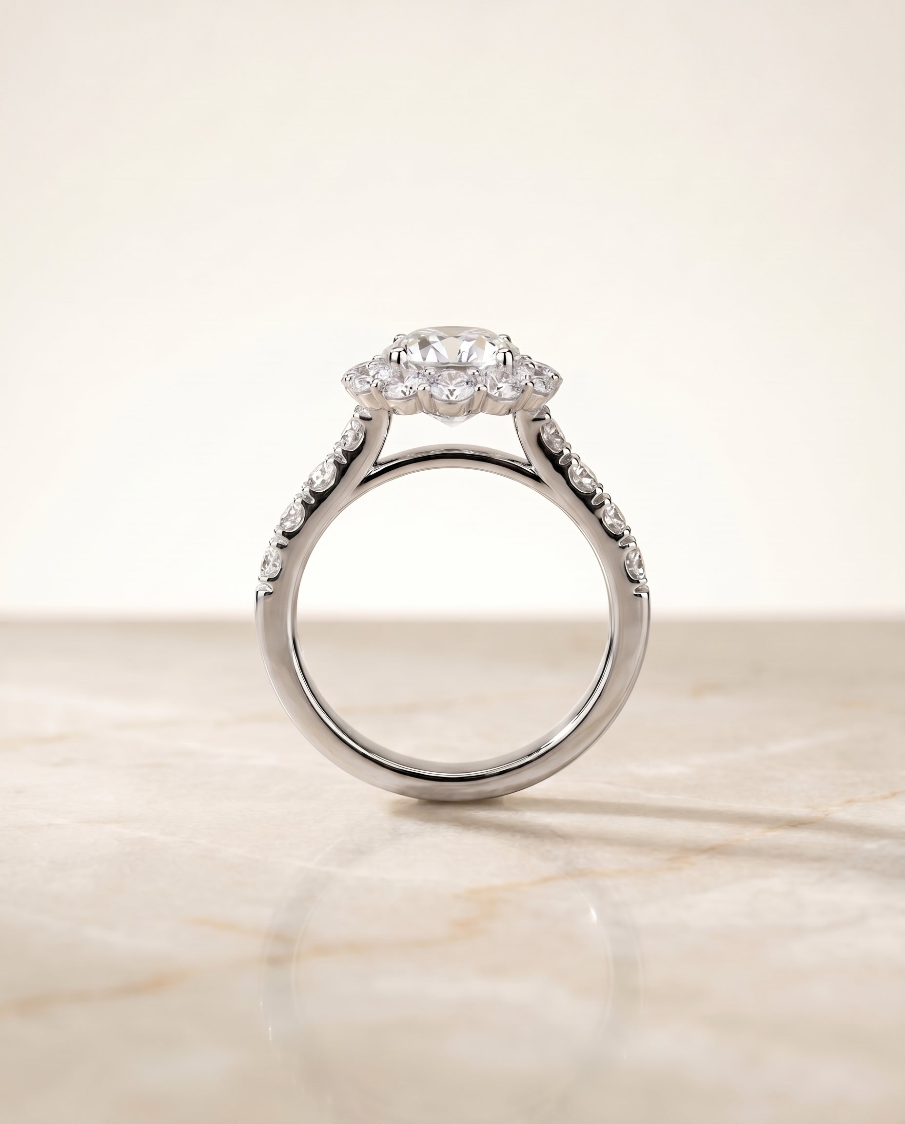 Luxe French Pavé Halo Cut styling on The Alannah asscher engagement ring setting | RockHer