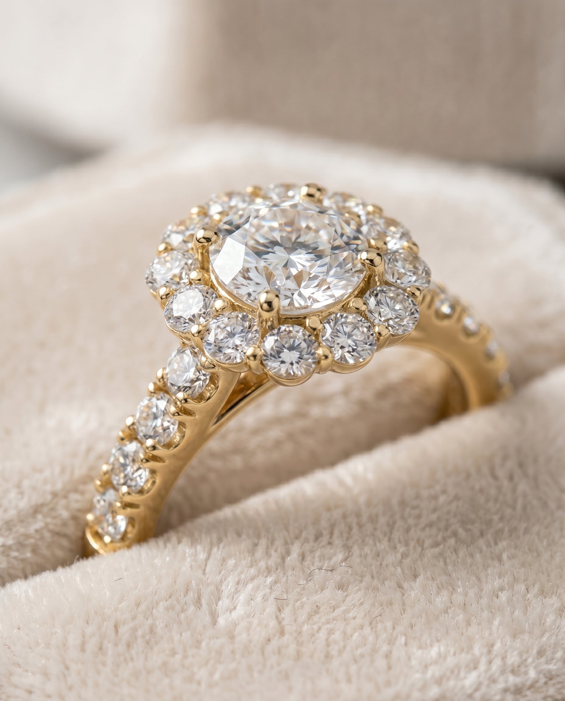 18K Yellow Gold band of The Alannah cushion engagement ring setting | RockHer