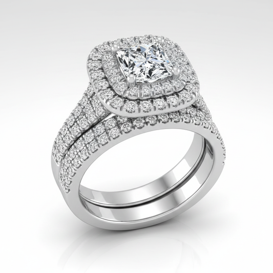 The Lyra Matching Wedding Band, Princess in 18K White Gold