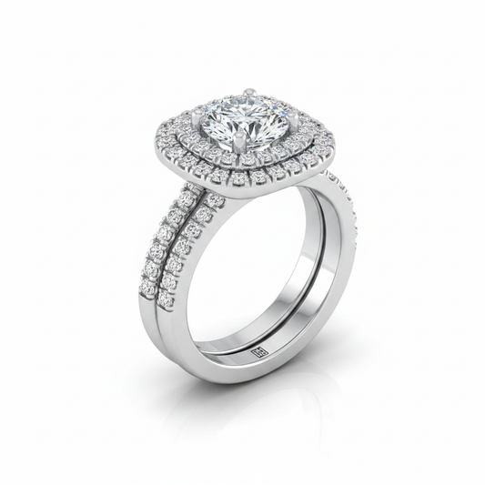The Lyra Matching Wedding Band, Round in 18K White Gold