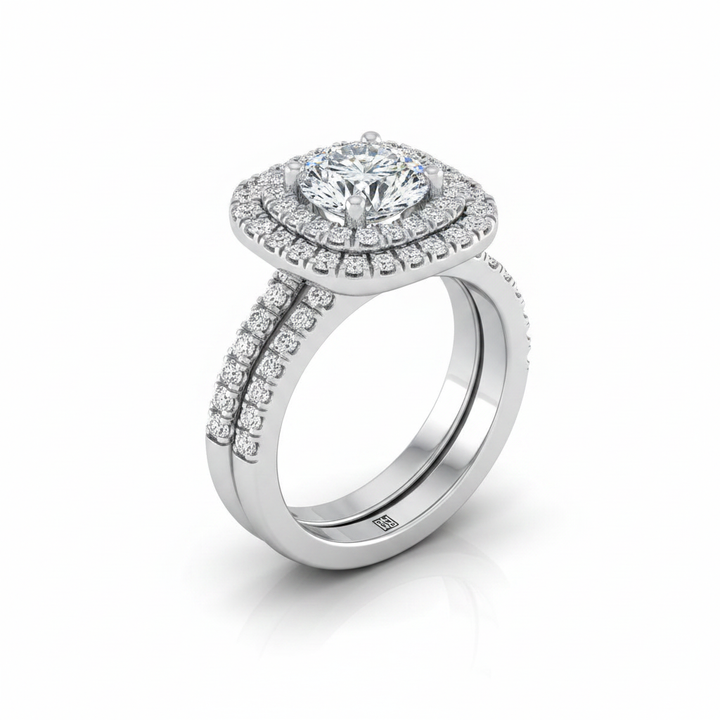 The Lyra Matching Wedding Band, Round in 18K White Gold | RockHer