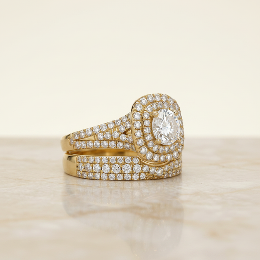 The Lyra Matching Wedding Band, Round in 18K Yellow Gold