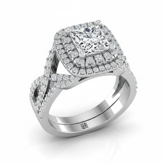 The Macy Matching Wedding Band, Princess in 18K White Gold