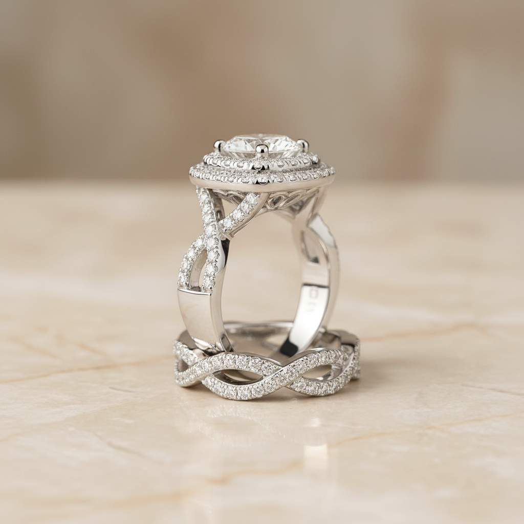 The Macy Matching Wedding Band, Round in 18K White Gold