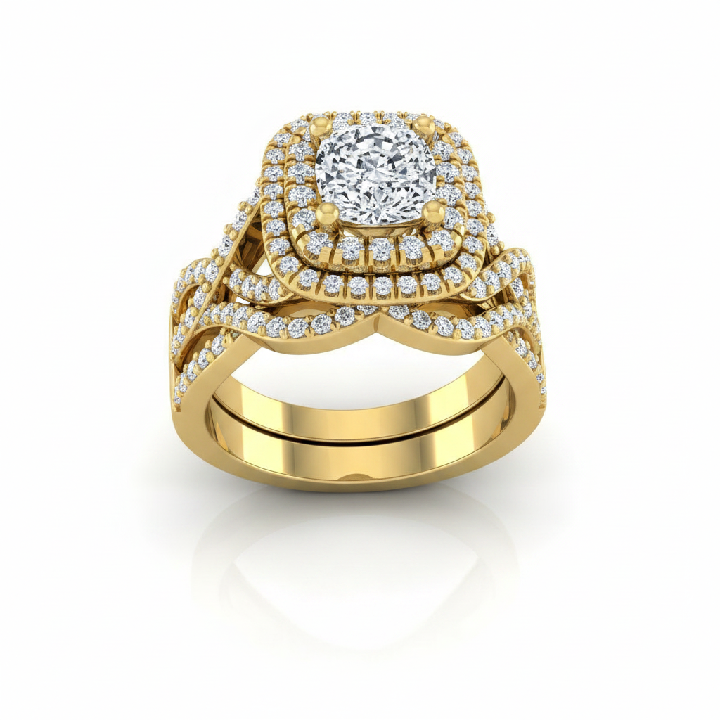The Macy Matching Wedding Band, Cushion in 18K Yellow Gold