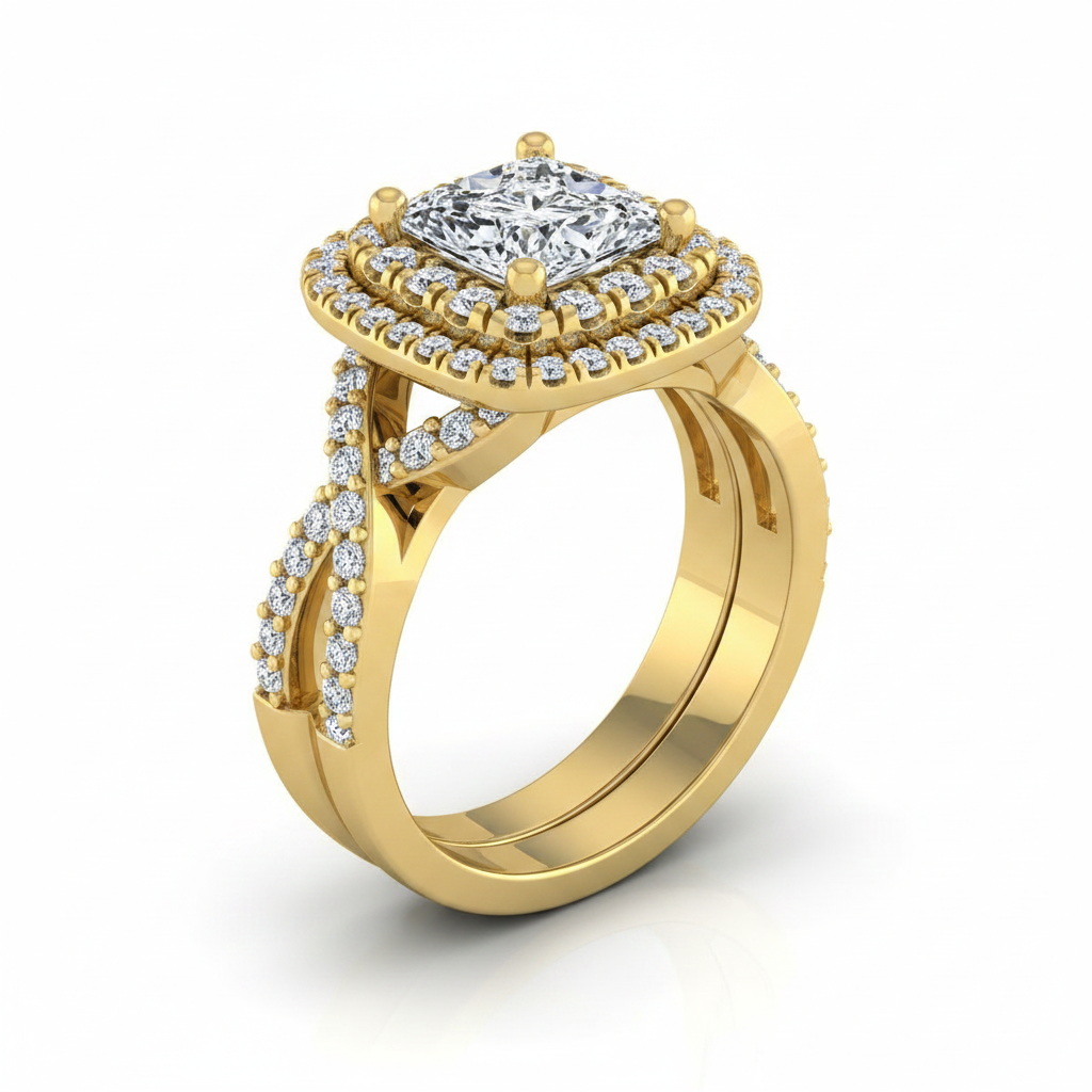 The Macy Matching Wedding Band, Princess in 18K Yellow Gold