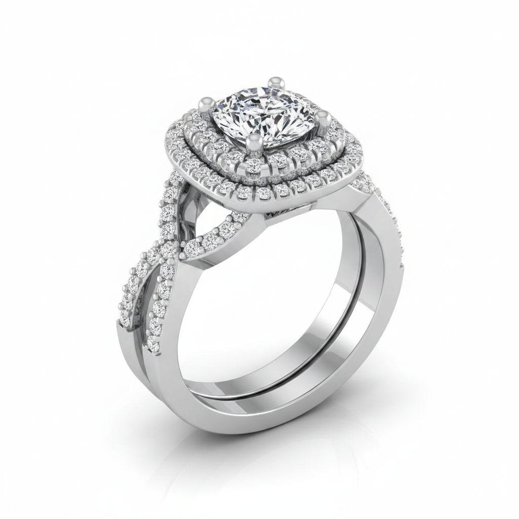 The Macy Matching Wedding Band, Cushion in Platinum