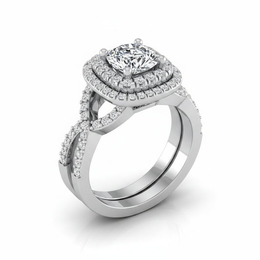 The Macy Matching Wedding Band, Cushion in Platinum