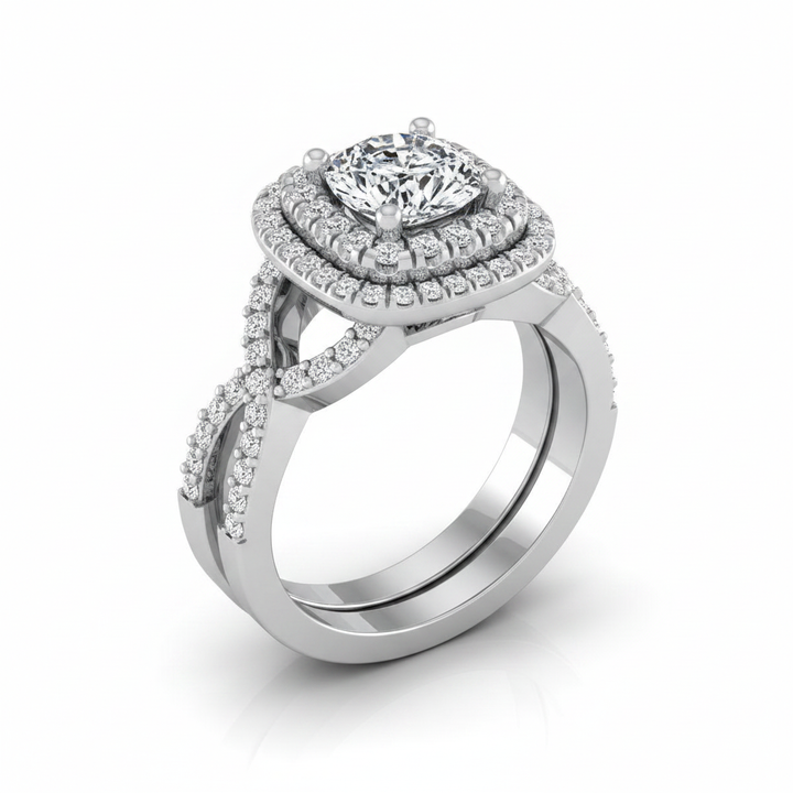 The Macy Matching Wedding Band, Cushion in Platinum | RockHer