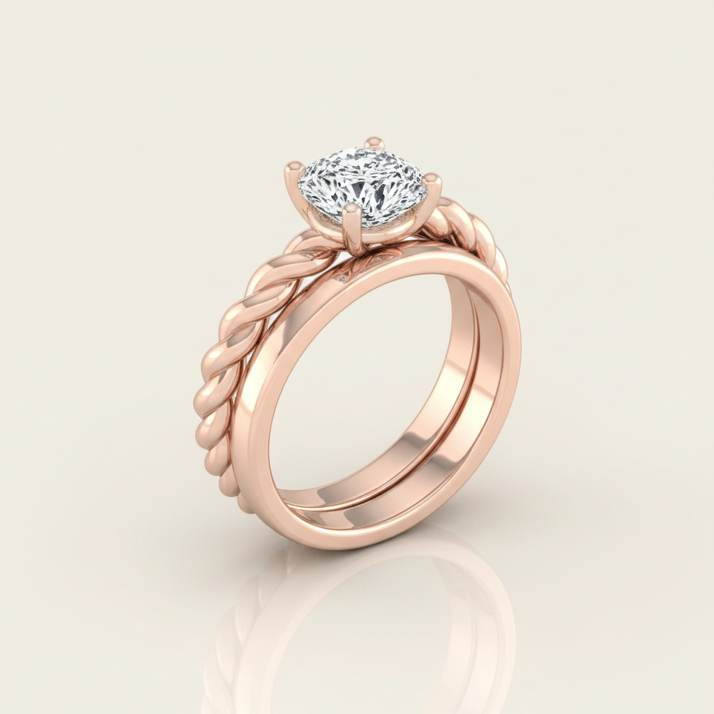 The Maggie Matching Wedding Band, Cushion in 14K Rose Gold