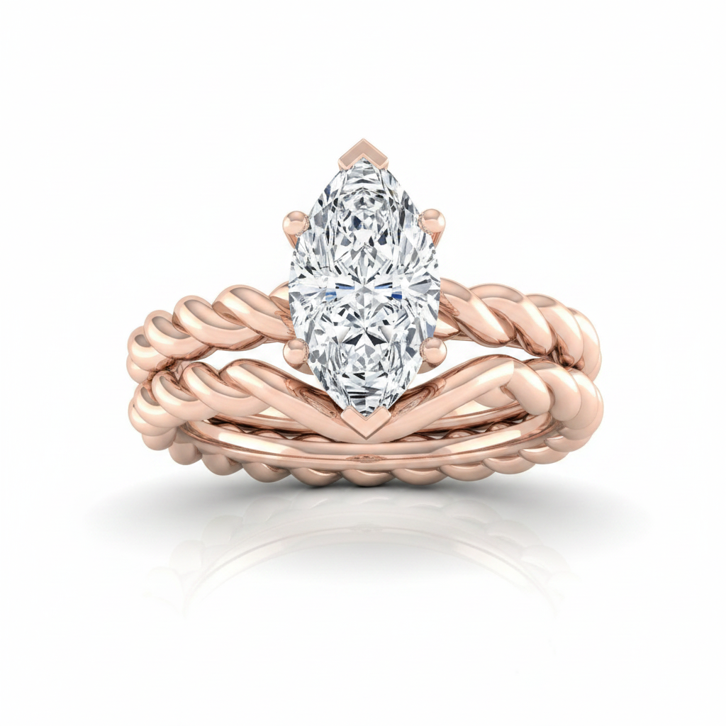 The Maggie Matching Wedding Band, Marquise in 14K Rose Gold
