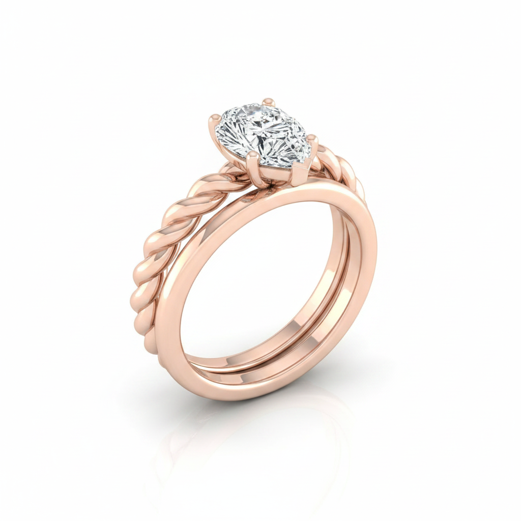 The Maggie Matching Wedding Band, Pear in 14K Rose Gold