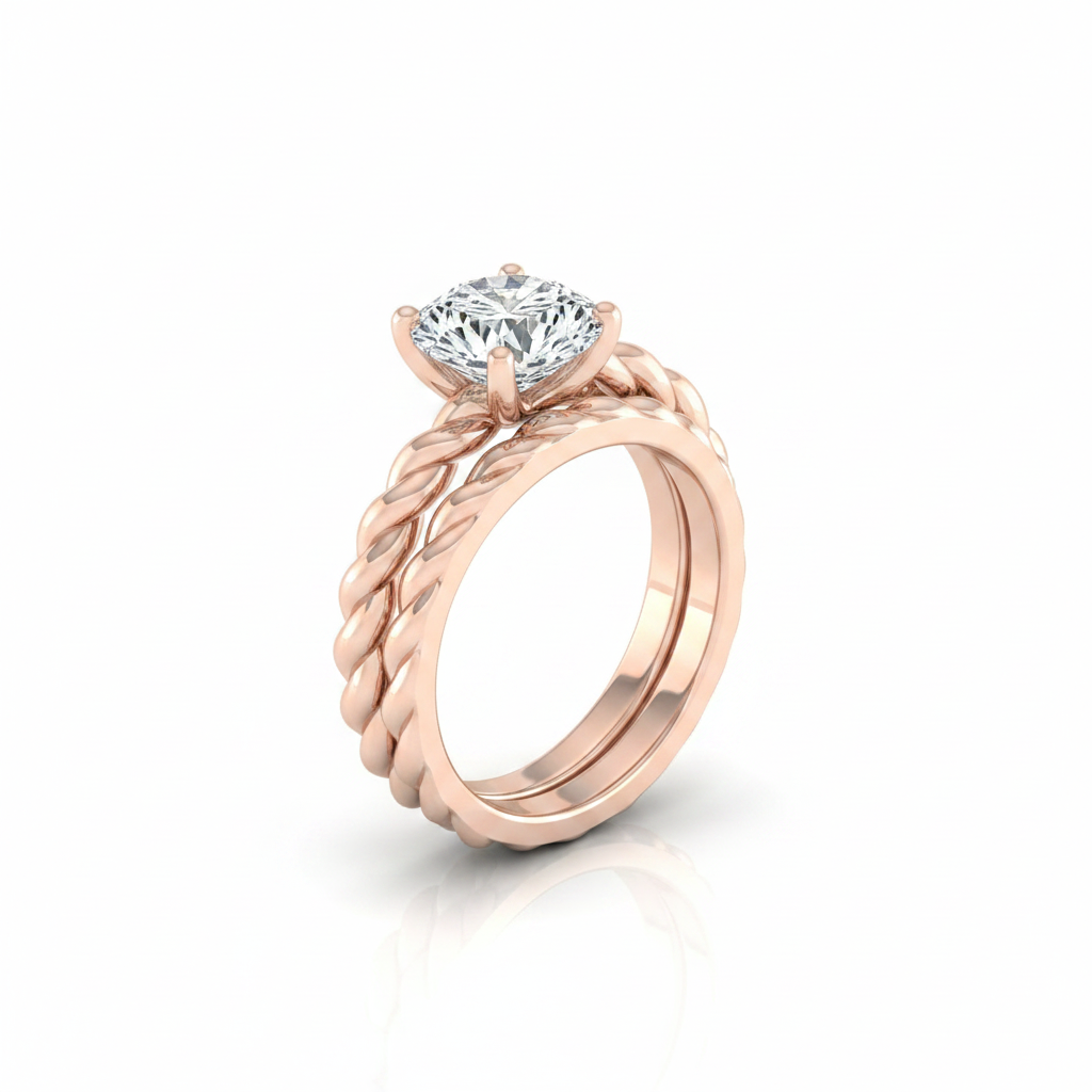 The Maggie Matching Wedding Band, Round in 14K Rose Gold