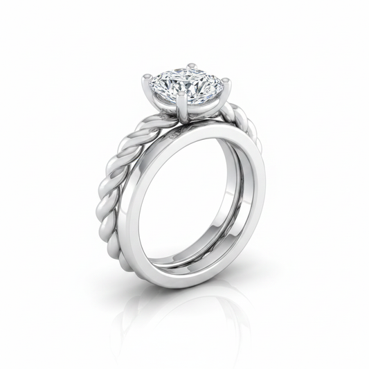 The Maggie Matching Wedding Band, Cushion in 18K White Gold