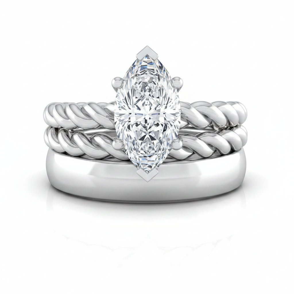 The Maggie Matching Wedding Band, Marquise in 18K White Gold