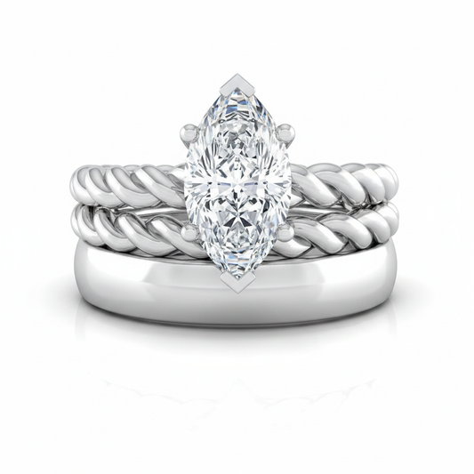 The Maggie Matching Wedding Band, Marquise in 18K White Gold