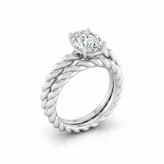 The Maggie Matching Wedding Band, Oval in 18K White Gold