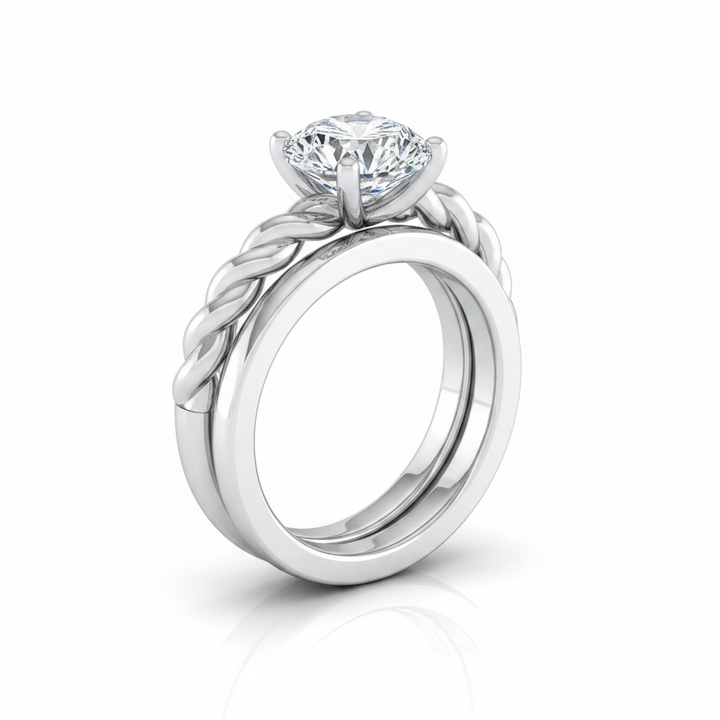 The Maggie Matching Wedding Band, Round in 18K White Gold | RockHer