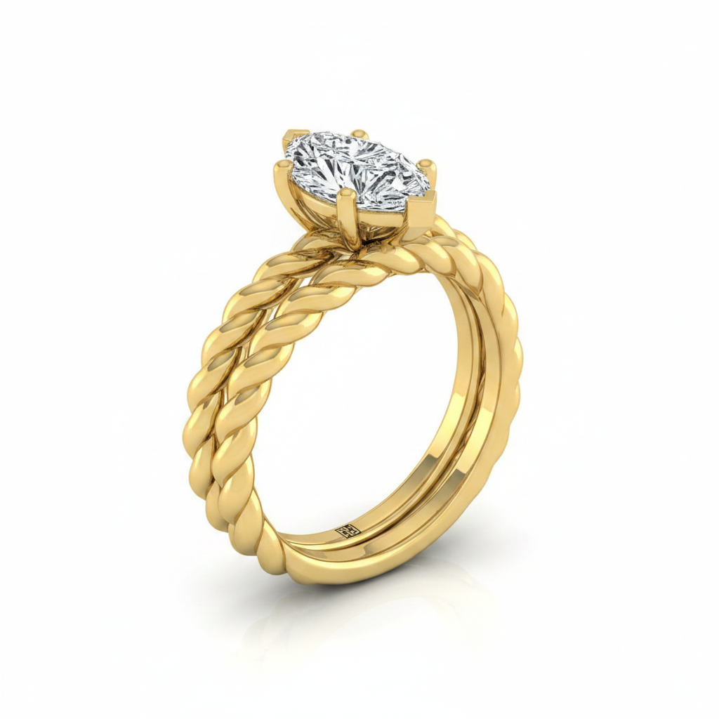 The Maggie Matching Wedding Band, Marquise in 18K Yellow Gold