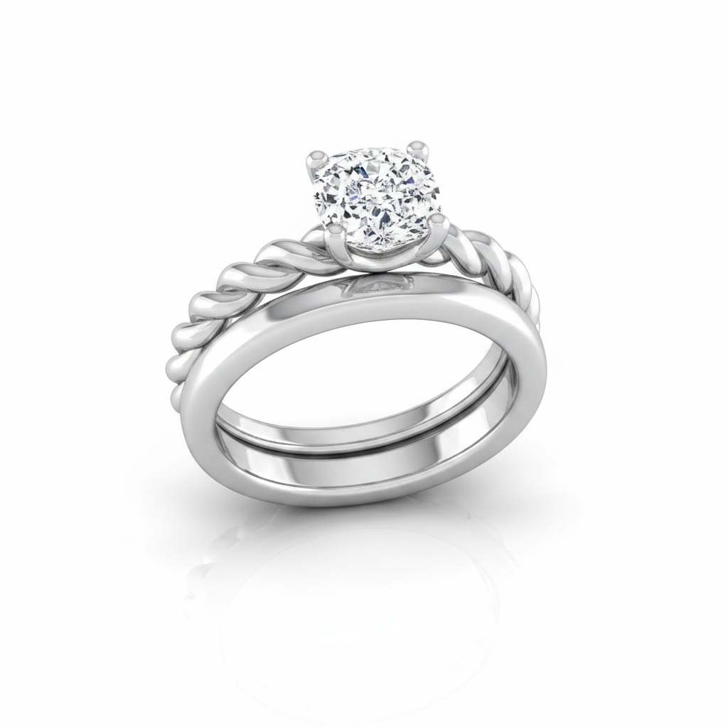 The Maggie Matching Wedding Band, Cushion in Platinum