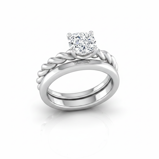 The Maggie Matching Wedding Band, Cushion in Platinum