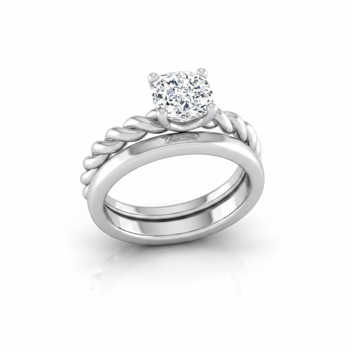 The Maggie Matching Wedding Band, Cushion in Platinum | RockHer