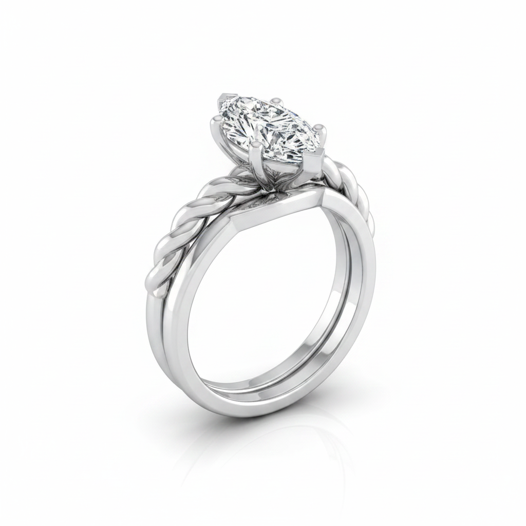The Maggie Matching Wedding Band, Marquise in Platinum