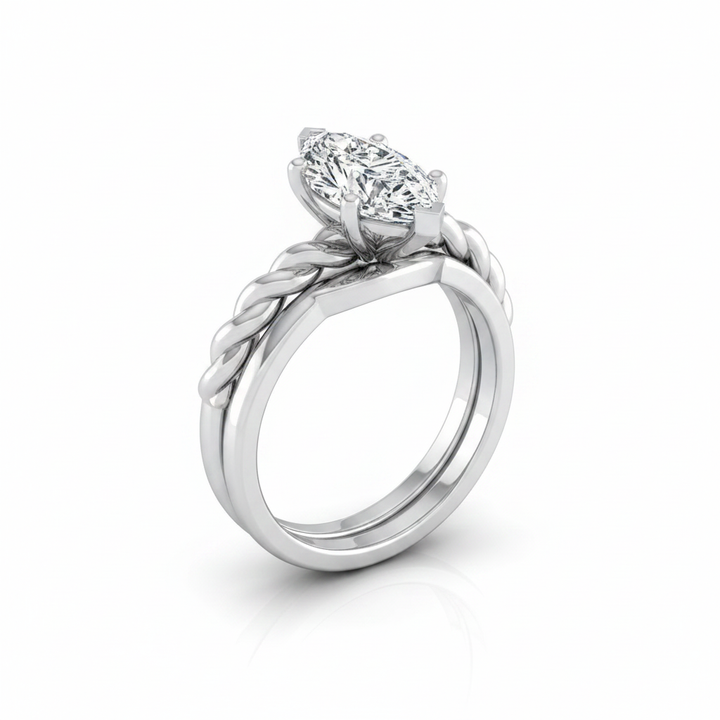 The Maggie Matching Wedding Band, Marquise in Platinum | RockHer