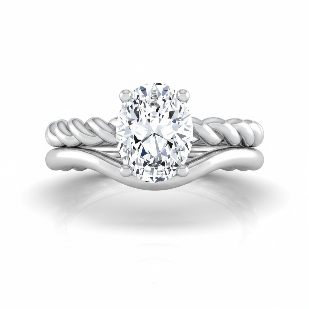The Maggie Matching Wedding Band, Oval in Platinum