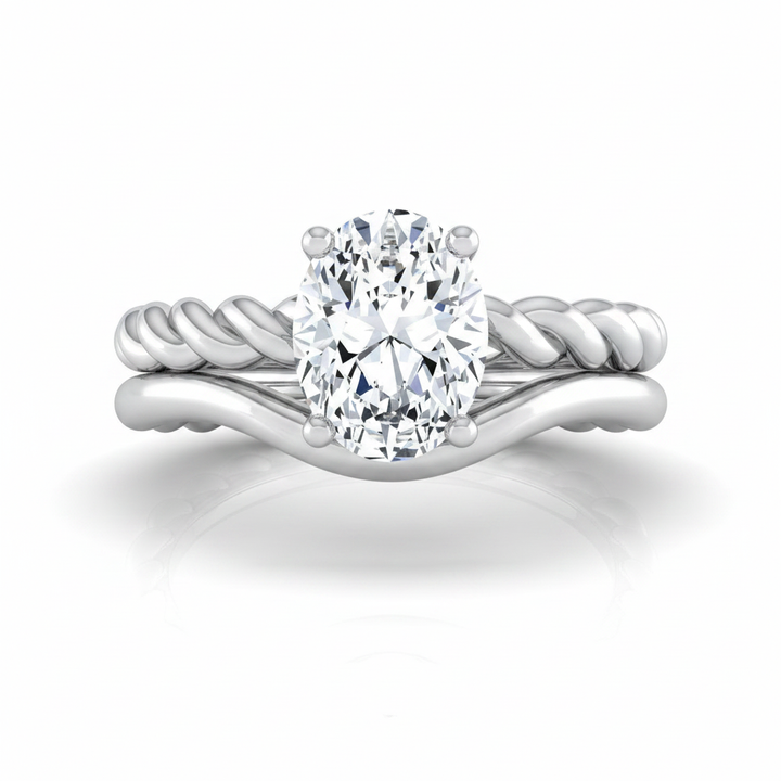 The Maggie Matching Wedding Band, Oval in Platinum | RockHer