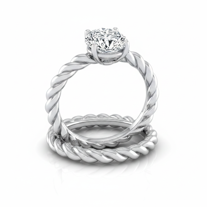 The Maggie Matching Wedding Band, Pear in Platinum | RockHer
