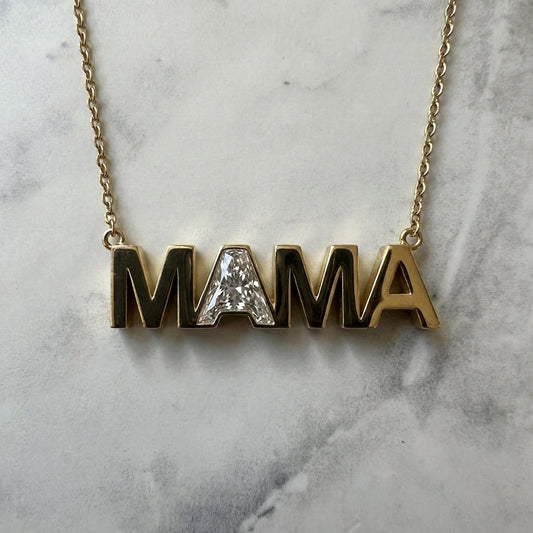 MAMA lab-grown diamond letter necklace in 14K Yellow Gold