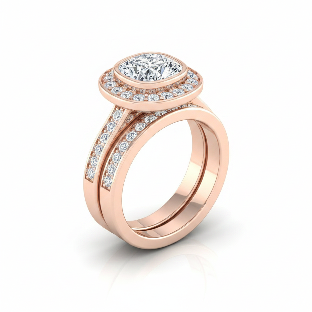The Marcia Matching Wedding Band, Cushion in 14K Rose Gold