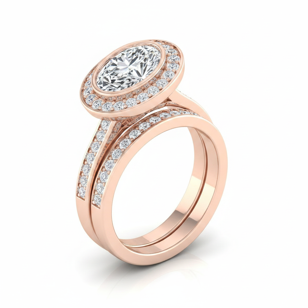 The Marcia Matching Wedding Band, Oval in 14K Rose Gold