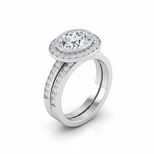 The Marcia Matching Wedding Band, Oval in 18K White Gold