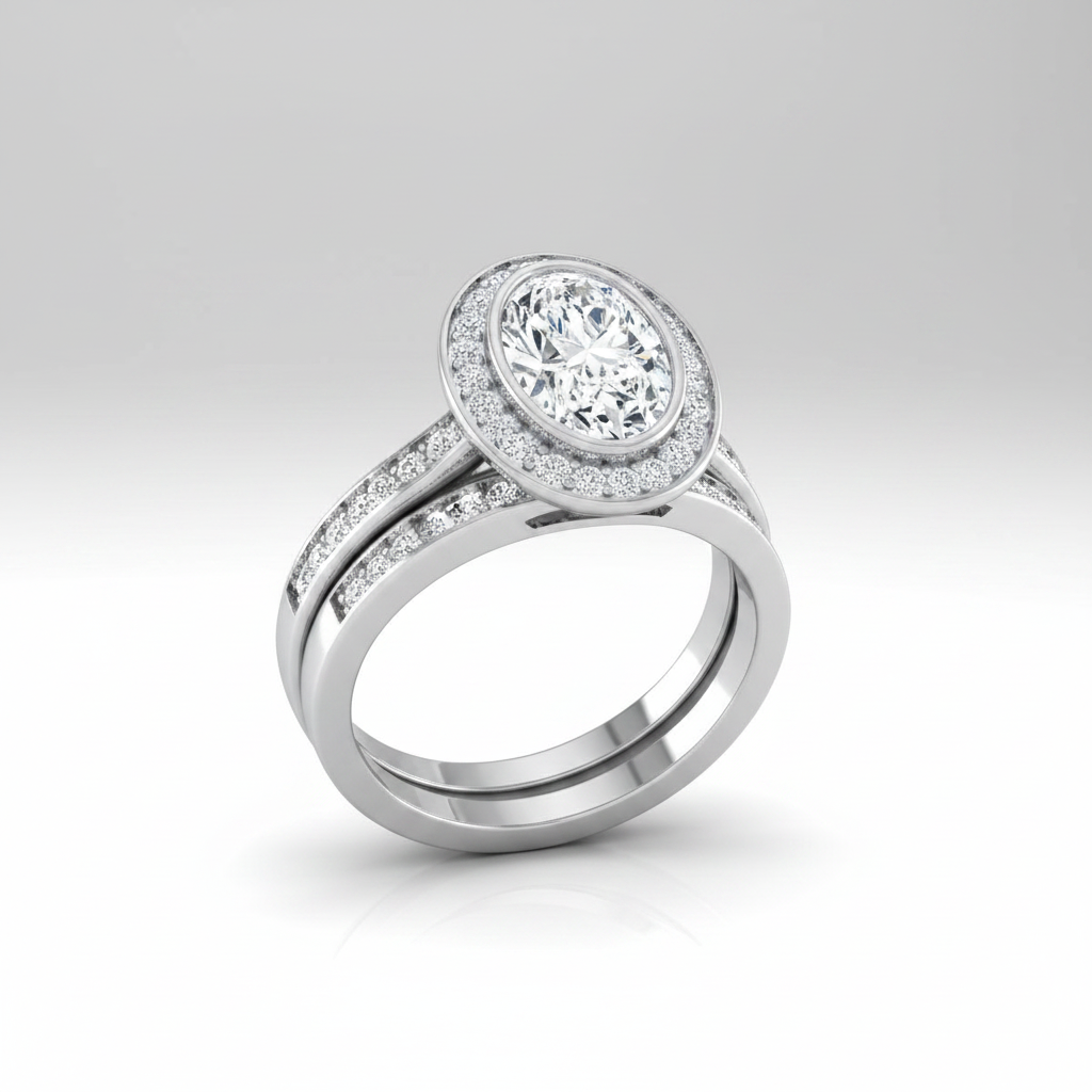 The Marcia Matching Wedding Band, Oval in Platinum