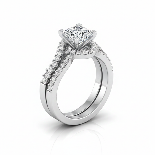 The Marguerite Matching Wedding Band, Princess in 18K White Gold