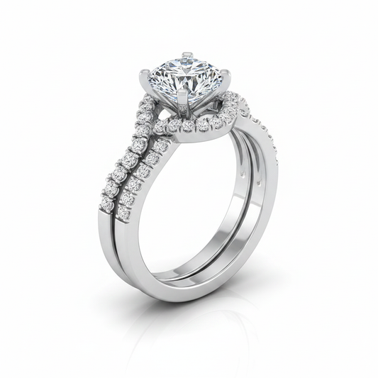 The Marguerite Matching Wedding Band, Round in 18K White Gold