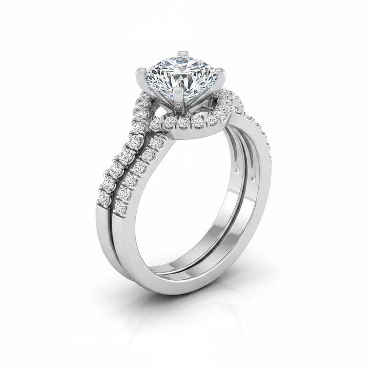 The Marguerite Matching Wedding Band, Round in 18K White Gold | RockHer