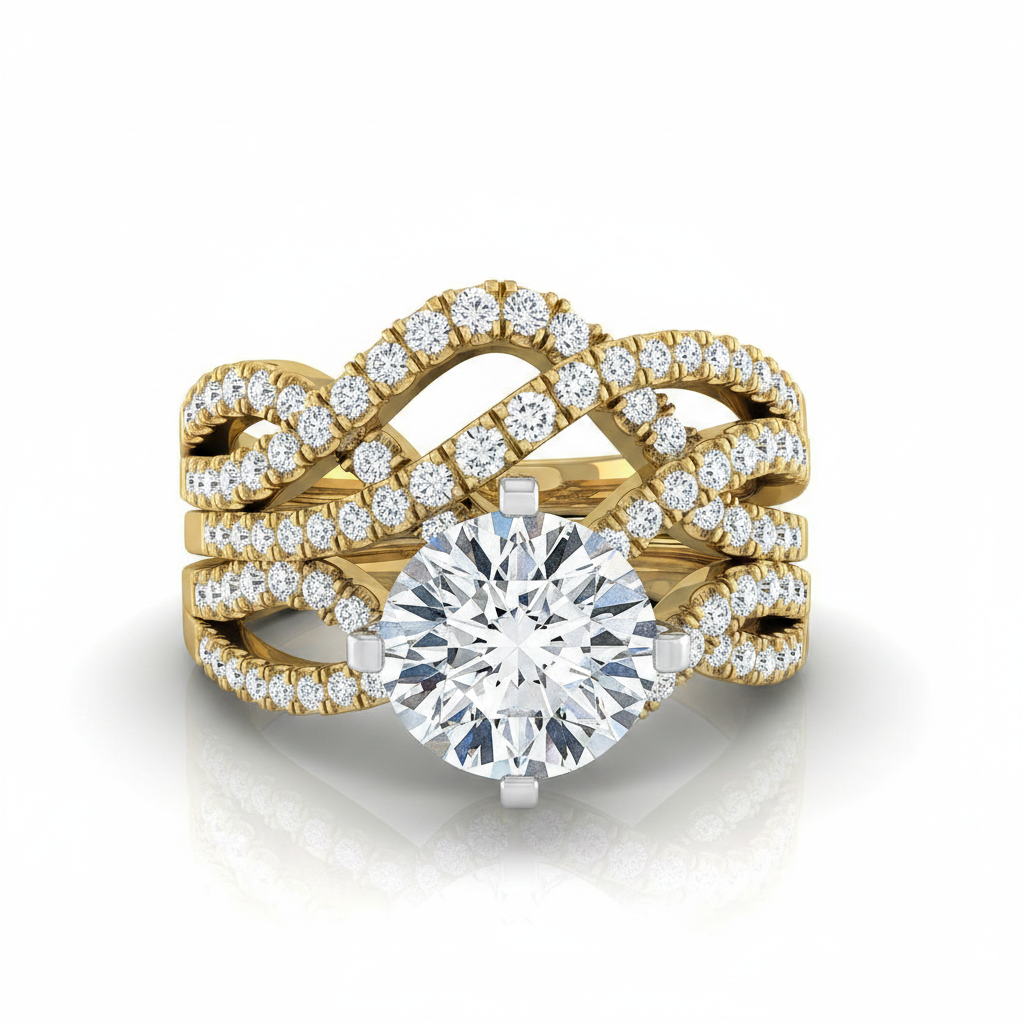 The Marguerite Matching Wedding Band, Round in 18K Yellow Gold