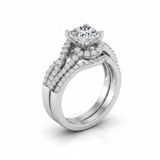 The Marguerite Matching Wedding Band, Princess in Platinum