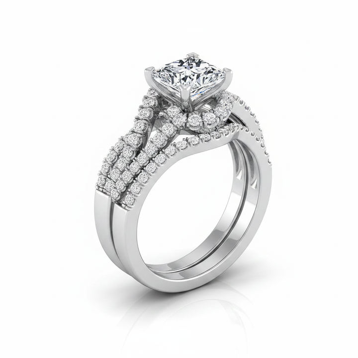 The Marguerite Matching Wedding Band, Princess in Platinum